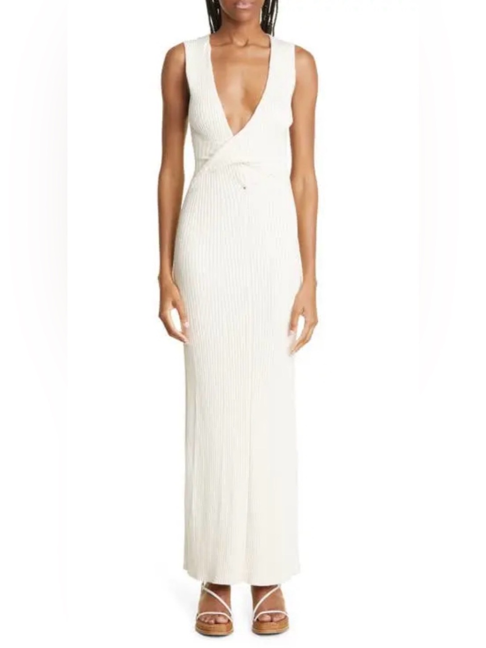 SIR Enes Twist Front Ribbed Cotton Dress